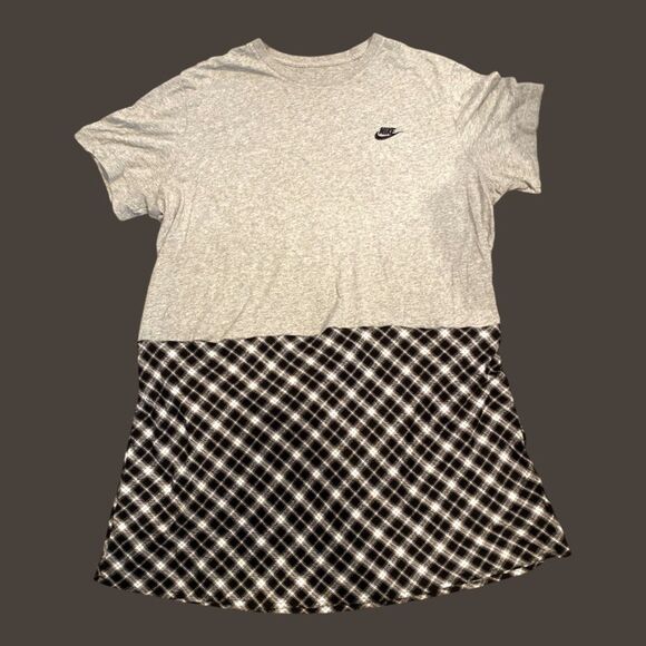 NWT XXL 2x Nike Plaid Mash-Up Upcycled Reworked skirt dress - Picture 1 of 1